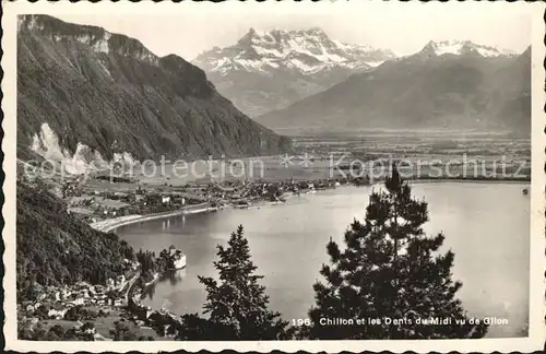 Chillon Dents du Midi Blick von Glion Kat. Montreux