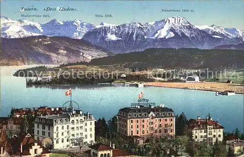 Luzern LU Drei Linden Pensionen Terrasse Neu Schweizerhaus Gyger Kat. Luzern