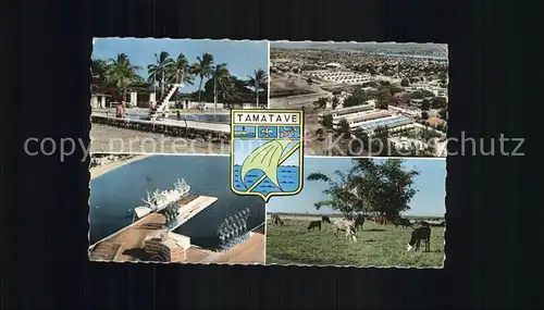 Tamatave Madagascar Piscine principale College normal vu d avion Port vue aerienne Troupeau de Boeufs