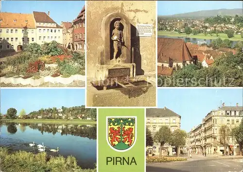 Pirna Markt Erlenpeterbrunnen Blick vom Sonnenstein Copitz Kat. Pirna