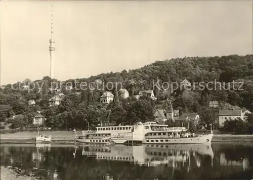 Dresden Blick vom Laubegaster Ufer zum Fernsehturm Kat. Dresden Elbe