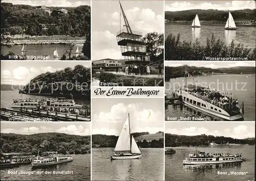 Baldeneysee Villa Huetel Landungsbruecke Boot Wassersportzentrum Segeln Zielturm Kat. Essen