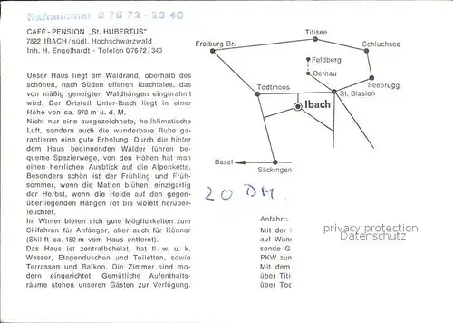 Ibach St Blasien Cafe Pension Hubertus Kat. Ibach