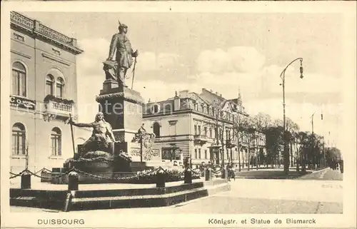 Duisburg Ruhr Koenigstrasse und Bismarck Statue Kat. Duisburg