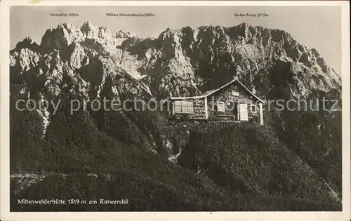 Mittenwald Bayern Mittenwalder Huette am Karwendel Kat. Mittenwald