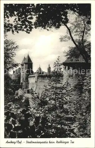 Amberg Oberpfalz Stadtmauerpartie beim Nahburger Tor Kat. Amberg