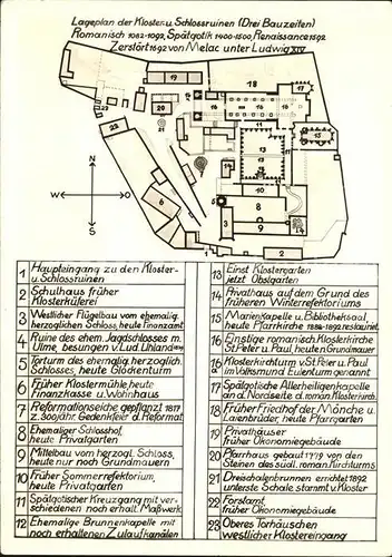 Hirsau Lageplan Klosterruine Schlossruine Kat. Calw