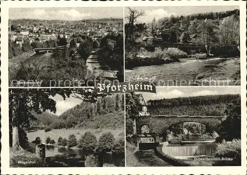 Pforzheim Panorama Kupferhammer Nagoldtal Dillweissenstein Bruecke Kat. Pforzheim