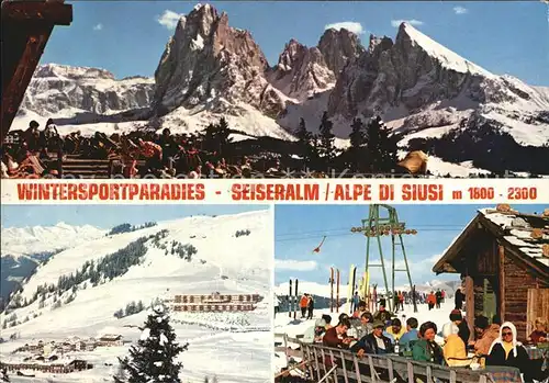 Seiser Alm Wintersportparadies Berggasthaus Dolomiten Kat. Seis am Schlern Kastelruth Suedtirol