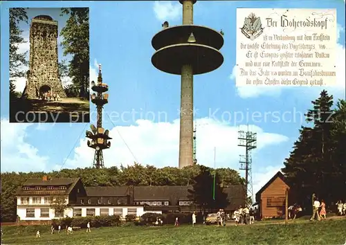 Hoherodskopf Cafe Restaurant Sendetuerme Bismarckturm Taufstein Kat. Schotten