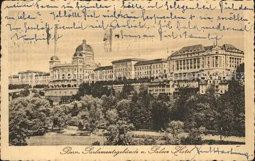 Bern BE Parlamentsgebaeude und Palace Hotel Kat. Bern