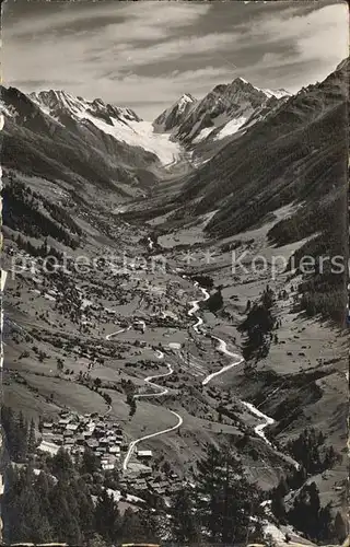 Loetschental mit Langgletscher Ferden und Kippel Kat. Kippel