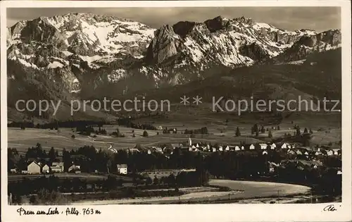 Prem Gesamtansicht mit Hochplatte Geiselstein Hoher Straussberg Alpenpanorama Kat. Prem