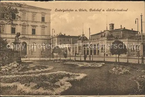 Ludwigshafen Rhein Bahnhof Schillerdenkmal Kat. Ludwigshafen am Rhein