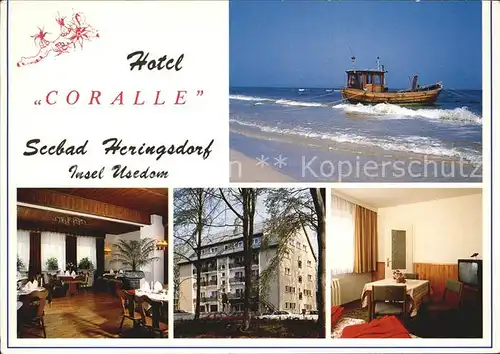 Heringsdorf Ostseebad Usedom Hotel Coralle Gaststube Zimmer Fischkutter Kat. Heringsdorf