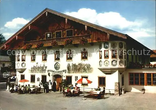 Bernau Chiemsee Gasthof zum alten Wirt Fassadenmalerei Luftkurort Kat. Bernau a.Chiemsee