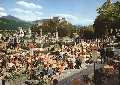 Salzburg Oesterreich Terrassen Grand Cafe Winkler Kat. Salzburg