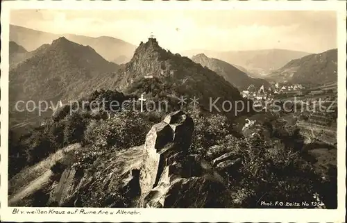 Altenahr Blick vom weissen Kreuz auf Ruine Are Kat. Altenahr