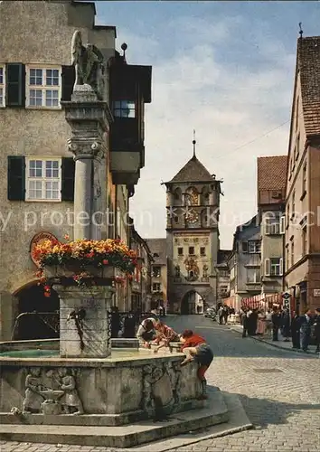 Wangen Allgaeu Paradiesstrasse St Martinstor Lindauer Tor Brunnen Kat. Wangen im Allgaeu