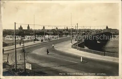 Mainz Rhein Strassenbruecke von Kastel gesehen