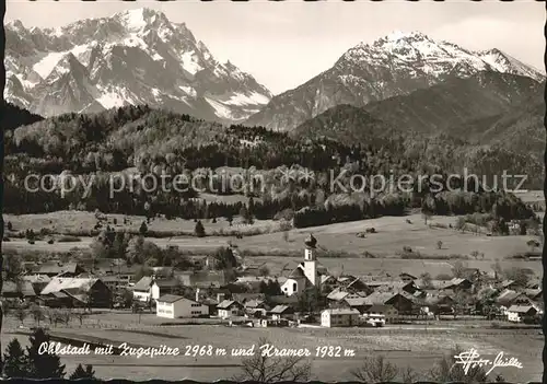 Ohlstadt mit Zugspitze und Kramer Kat. Ohlstadt