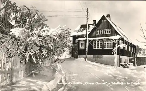 Schellerhau Konsum Gaststaette Oberer Gasthof Winter im Erzgebirge Kat. Altenberg