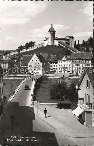 Schaffhausen SH Rheinbr?cke mit Munot Kat. Schaffhausen