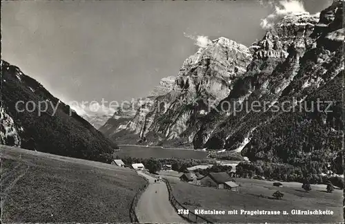 Kloentalersee Mit Pragelstrasse und Glaernischkette Kat. Kloental