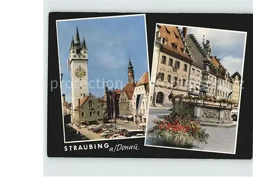 Straubing Ludwingsplatz Stadtturm Jakobsbrunnen  Kat. Straubing