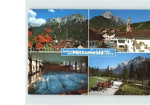 Mittenwald Bayern Karwendelgebirge Wettersteinspitze Kutschenfahrt  Kat. Mittenwald