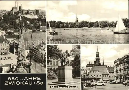 Zwickau Sachsen Teilansicht Schwanenteich Rober Schumann Denkmal Hauptmarkt Kat. Zwickau