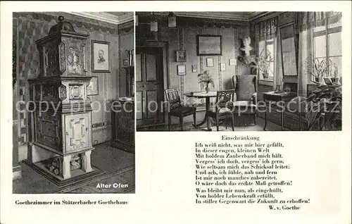 Stuetzerbach Goethezimmer im Goethehaus Gedicht Kat. Stuetzerbach