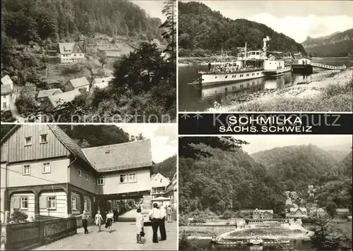 Schmilka Teilansichten Dorfstrasse Dampferanlegestelle Elbe Kat. Bad Schandau