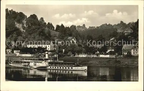 Rathen Saechsische Schweiz Teilansicht Elbedampfer Kat. Rathen Sachsen