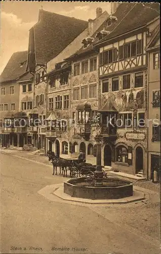 Stein Rhein Ortspartie mit Brunnen und bemalte Haeuser Pferdekutsche Kat. Stein Rhein