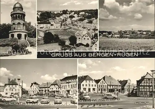 Bergen Ruegen Ernst Moritz Arndt Turm Karl Marx Platz Teilansicht  Kat. Bergen