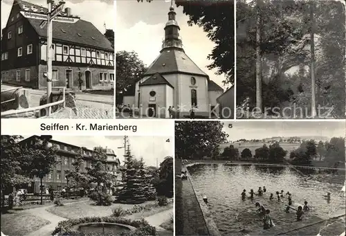 Seiffen Erzgebirge Rundkirche Freibad Binge Geyerin Kat. Kurort Seiffen Erzgebirge