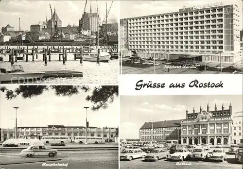 Rostock Mecklenburg Vorpommern Hauptbahnhof Hafen Rathaus Kat. Rostock