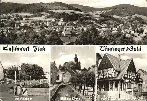 Floh Seligenthal Panorama Flohbach Kirche FDGB Erholungsheim Einheit Kat. Floh Seligenthal