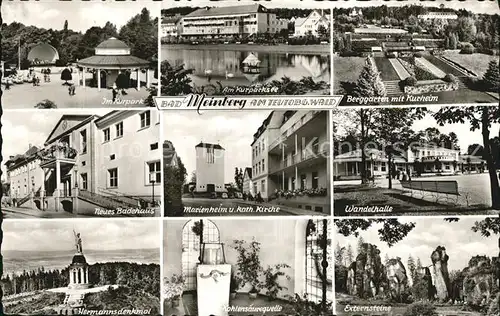 Bad Meinberg Kurpark See Berggarten Kurheim Wandelhalle Marienheim Kirche Badehaus Hermannsdenkmal Quelle Externsteine Kat. Horn Bad Meinberg