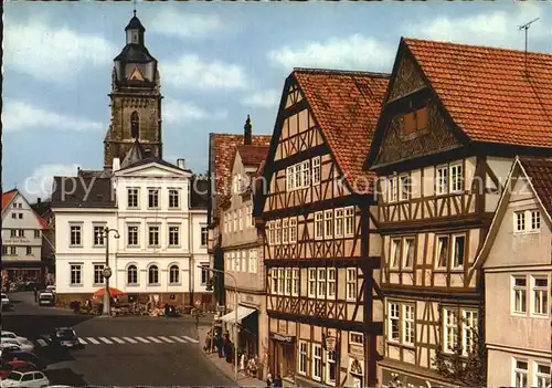 Bad Wildungen Brunnenstr mit Rathaus und Stadtkirche Kat. Bad Wildungen