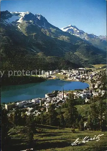 St Moritz GR Panorama See Piz Rosatsch Piz Corvatsch Berninagruppe Kat. St Moritz