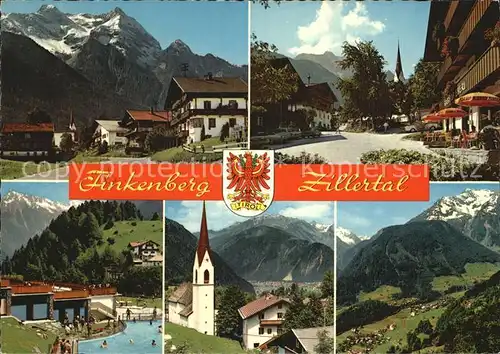 Finkenberg Tirol Zillertal Ortspartien Fliegeraufnahme Freibad Kat. Finkenberg