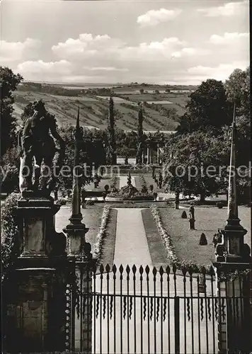 Weikersheim Schloss Blick vom Rittersaal in den Park Kat. Weikersheim