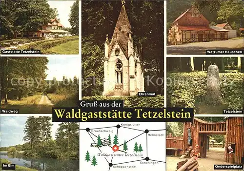 Koenigslutter Elm Waldgaststaetten Tetzelstein Ehrenmal Watzumer Haeuschen Waldweg Tetzelstein Im Alm Kinderspielplatz Kat. Koenigslutter am Elm