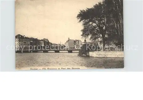 Geneve GE Ille Rousseau et Pont des Bergues  Kat. Geneve