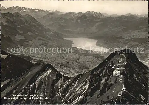 Stanserhorn Blick auf Sarnersee und Obwaldneralpen Fliegeraufnahme Kat. Stanserhorn