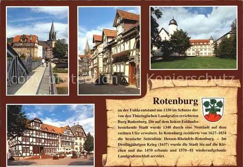 Rotenburg Fulda Kirche Brotgasse Landgraefliches Schloss Marktplatz Geschichte Kat. Rotenburg a.d. Fulda