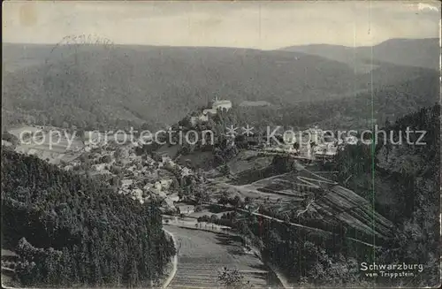 Schwarzburg Thueringer Wald Blick vom Trippstein Kat. Schwarzburg