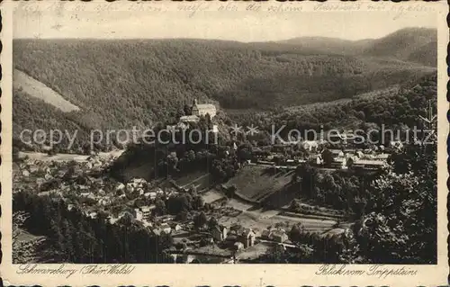 Schwarzburg Thueringer Wald Blick vom Trippstein Kat. Schwarzburg